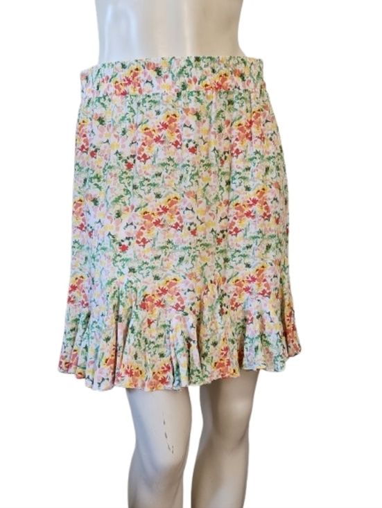LOFT Dresses & Skirts - LOFT Floral Skirt Women's S Yellow Green Ruffle